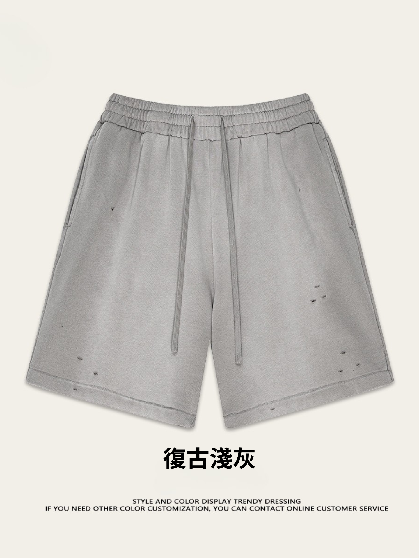 ♛𝔽𝕦𝕤𝕚𝕠𝕟 𝔽𝕠𝕔𝕦𝕤 ♛2025夏季復古重磅蠟染休閒運動五分褲 K-03