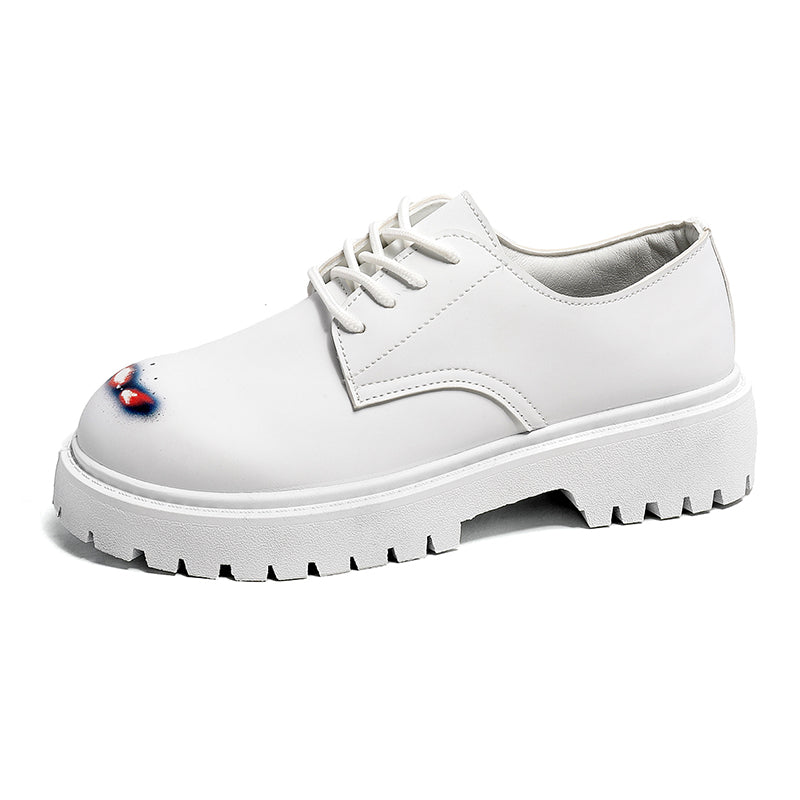 ♛𝔽𝕦𝕤𝕚𝕠𝕟 𝔽𝕠𝕔𝕦𝕤☢︎ᴄᴀꜱᴜᴀʟ ᴅʀᴇꜱꜱ ♜✽2025✽ 夜與晝復古圓頭增高厚底皮鞋 中性男女款  ʏᴢ𝟣𝟤