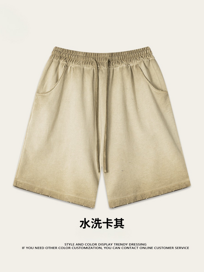 ♛𝔽𝕦𝕤𝕚𝕠𝕟 𝔽𝕠𝕔𝕦𝕤 ♛2025夏季復古街頭VINE風漸變寬鬆運動休閒五分褲 K-76