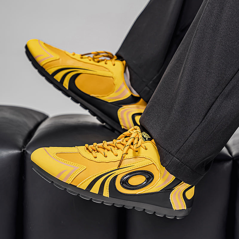 ♛𝔽𝕦𝕤𝕚𝕠𝕟 𝔽𝕠𝕔𝕦𝕤☢︎ᴄᴀꜱᴜᴀʟ ꜱɴᴇᴀᴋᴇʀ ♜ ✽𝟤𝟢𝟤𝟧✽秋冬新款運動旋渦烙印平底賽車運動鞋  男女款  情侶款 大🦶款 (39-46號) M27