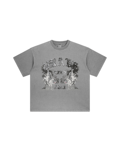 ▶𝔽𝕦𝕤𝕚𝕠𝕟 𝔽𝕠𝕔𝕦𝕤 ⌘𝓦𝓪𝓼𝓱𝓮𝓭 𝔀𝓲𝓷𝓭 ◀2025夏季水洗做舊水墨丹青印花短袖T恤潮牌休閒情侣装上衣 TZ-25