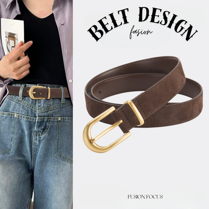 𝗕𝗘𝗟𝗧女款磨砂反絨合金扣牛皮簡約腰帶款 03