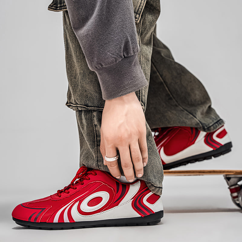♛𝔽𝕦𝕤𝕚𝕠𝕟 𝔽𝕠𝕔𝕦𝕤☢︎ᴄᴀꜱᴜᴀʟ ꜱɴᴇᴀᴋᴇʀ ♜ ✽𝟤𝟢𝟤𝟧✽秋冬新款運動旋渦烙印平底賽車運動鞋  男女款  情侶款 大🦶款 (39-46號) M27