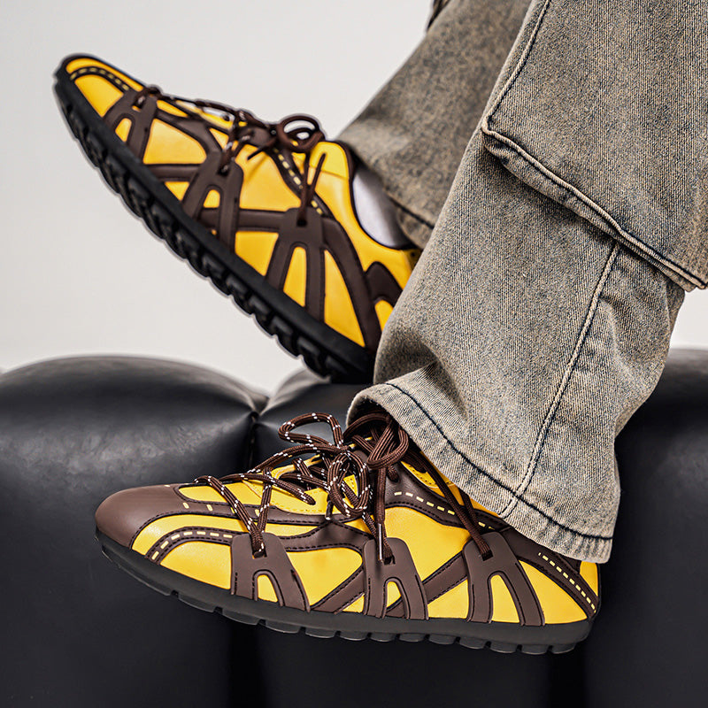 ♛𝔽𝕦𝕤𝕚𝕠𝕟 𝔽𝕠𝕔𝕦𝕤☢︎ᴄᴀꜱᴜᴀʟ ꜱɴᴇᴀᴋᴇʀ ♜ ✽𝟤𝟢𝟤𝟧✽秋冬新款運動包覆平底賽車運動鞋  男女款  情侶款 大🦶款 (39-46號) M28