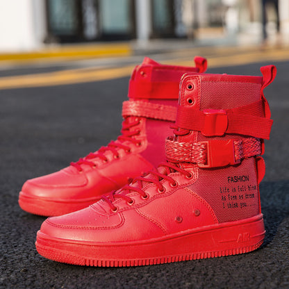 ♛𝔽𝕦𝕤𝕚𝕠𝕟 𝔽𝕠𝕔𝕦𝕤☢︎ᴄᴀꜱᴜᴀʟ ꜱɴᴇᴀᴋᴇʀ ♜✽2026✽ 運動風機能款長筒綁帶鞋帶版板鞋 男女鞋 情侶款（大🦶到46碼）JM-06