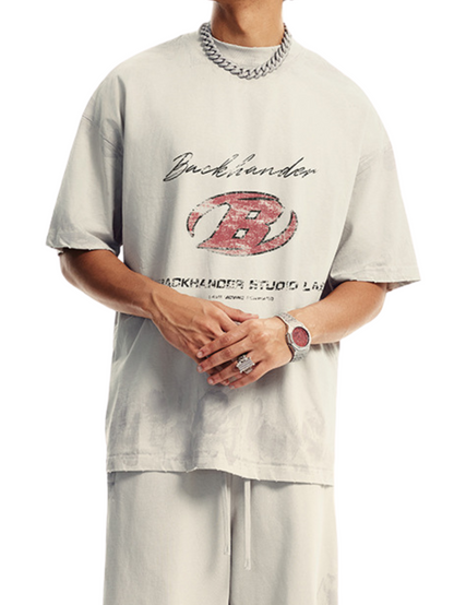 ▶𝔽𝕦𝕤𝕚𝕠𝕟 𝔽𝕠𝕔𝕦𝕤 ⌘𝓦𝓪𝓼𝓱𝓮𝓭 𝔀𝓲𝓷𝓭 ◀ 2025夏季美式重磅字母印花小圓領高级感短袖T恤  TZ-11