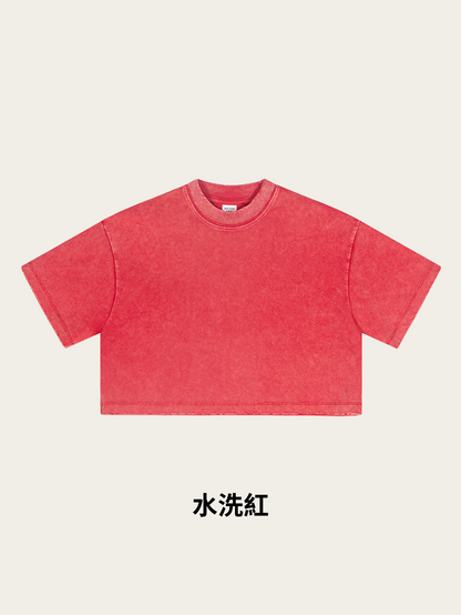 Fierce & Fitted 夏季美式復古做舊辣妹短款T袖N-6 水洗紅