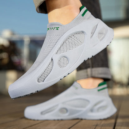 ♛𝔽𝕦𝕤𝕚𝕠𝕟 𝔽𝕠𝕔𝕦𝕤☢︎ᴄᴀꜱᴜᴀʟ ꜱɴᴇᴀᴋᴇʀ ♜ ✽𝟤𝟢𝟤𝟧✽ 春夏新款網襪設計超透氣懶人運動慢跑鞋 男女款 情侶款  大🦶款 (36-48號)  x𝟧𝟢𝟪