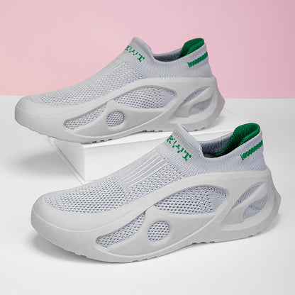 ♛𝔽𝕦𝕤𝕚𝕠𝕟 𝔽𝕠𝕔𝕦𝕤☢︎ᴄᴀꜱᴜᴀʟ ꜱɴᴇᴀᴋᴇʀ ♜ ✽𝟤𝟢𝟤𝟧✽ 春夏新款網襪設計超透氣懶人運動慢跑鞋 男女款 情侶款  大🦶款 (36-48號)  x𝟧𝟢𝟪