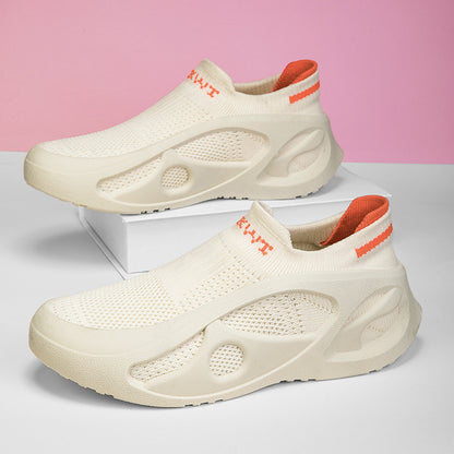 ♛𝔽𝕦𝕤𝕚𝕠𝕟 𝔽𝕠𝕔𝕦𝕤☢︎ᴄᴀꜱᴜᴀʟ ꜱɴᴇᴀᴋᴇʀ ♜✽𝟤𝟢𝟤𝟧✽ 春夏新款網襪設計超透氣懶人運動慢跑鞋 男女款 情侶款  大🦶款 (36-48號)x𝟧𝟢𝟪