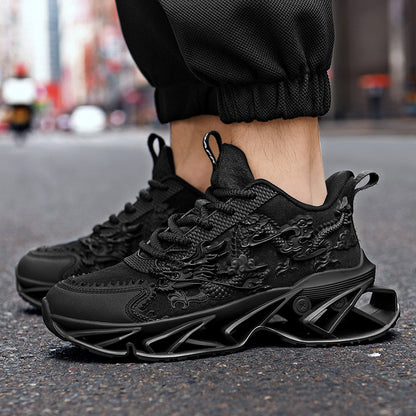 ♛𝔽𝕦𝕤𝕚𝕠𝕟 𝔽𝕠𝕔𝕦𝕤☢︎ᴄᴀꜱᴜᴀʟ ꜱɴᴇᴀᴋᴇʀ ♜ ✽𝟤𝟢𝟤𝟧✽春夏新款襪套透氣增高超彈力古風龍紋運動鞋   男女款  情侶款  CX23