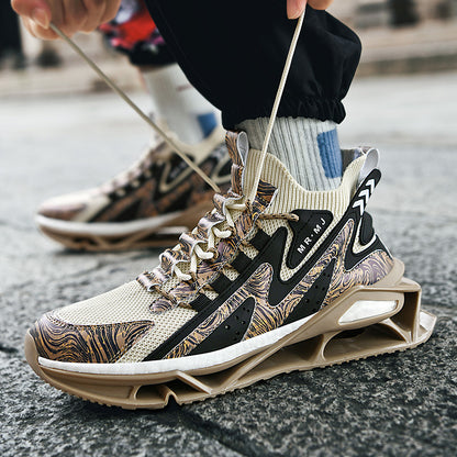 ♛𝔽𝕦𝕤𝕚𝕠𝕟 𝔽𝕠𝕔𝕦𝕤☢︎ᴄᴀꜱᴜᴀʟ ꜱɴᴇᴀᴋᴇʀ ♜ ✽𝟤𝟢𝟤𝟧✽春夏新款襪套透氣增高超彈力水墨風運動鞋   男女款  情侶款  CX37