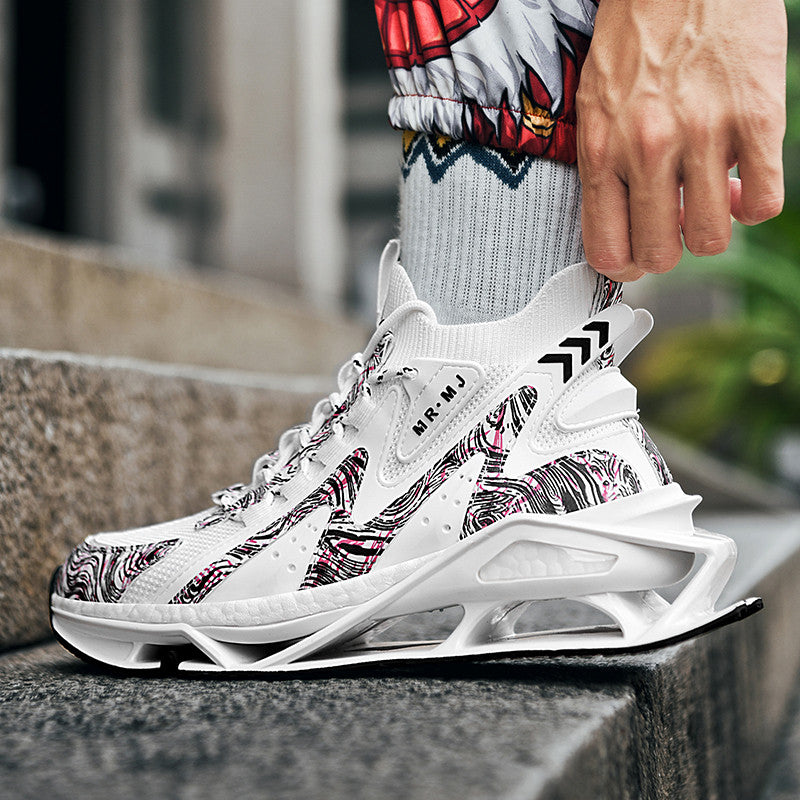 ♛𝔽𝕦𝕤𝕚𝕠𝕟 𝔽𝕠𝕔𝕦𝕤☢︎ᴄᴀꜱᴜᴀʟ ꜱɴᴇᴀᴋᴇʀ ♜ ✽𝟤𝟢𝟤𝟧✽春夏新款襪套透氣增高超彈力水墨風運動鞋   男女款  情侶款  CX37