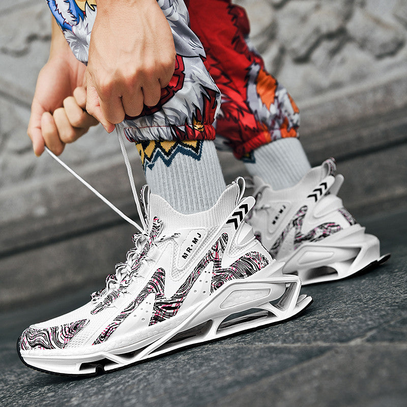 ♛𝔽𝕦𝕤𝕚𝕠𝕟 𝔽𝕠𝕔𝕦𝕤☢︎ᴄᴀꜱᴜᴀʟ ꜱɴᴇᴀᴋᴇʀ ♜ ✽𝟤𝟢𝟤𝟧✽春夏新款襪套透氣增高超彈力水墨風運動鞋   男女款  情侶款  CX37