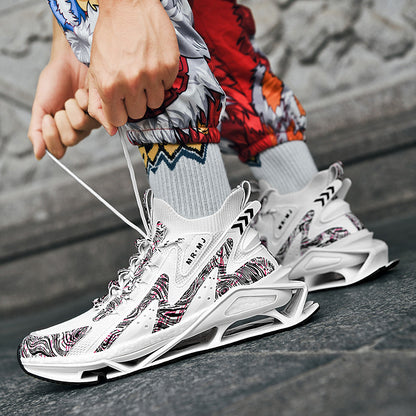 ♛𝔽𝕦𝕤𝕚𝕠𝕟 𝔽𝕠𝕔𝕦𝕤☢︎ᴄᴀꜱᴜᴀʟ ꜱɴᴇᴀᴋᴇʀ ♜ ✽𝟤𝟢𝟤𝟧✽春夏新款襪套透氣增高超彈力水墨風運動鞋   男女款  情侶款  CX37