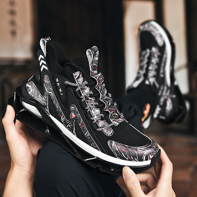 ♛𝔽𝕦𝕤𝕚𝕠𝕟 𝔽𝕠𝕔𝕦𝕤☢︎ᴄᴀꜱᴜᴀʟ ꜱɴᴇᴀᴋᴇʀ ♜ ✽𝟤𝟢𝟤𝟧✽春夏新款襪套透氣增高超彈力水墨風運動鞋   男女款  情侶款  CX37