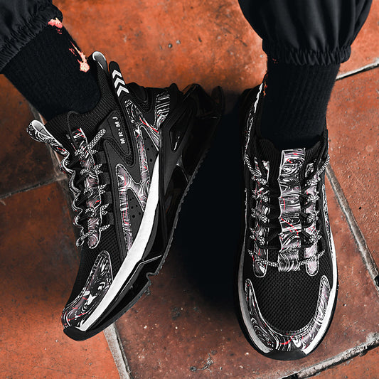 ♛𝔽𝕦𝕤𝕚𝕠𝕟 𝔽𝕠𝕔𝕦𝕤☢︎ᴄᴀꜱᴜᴀʟ ꜱɴᴇᴀᴋᴇʀ ♜ ✽𝟤𝟢𝟤𝟧✽春夏新款襪套透氣增高超彈力水墨風運動鞋   男女款  情侶款  CX37