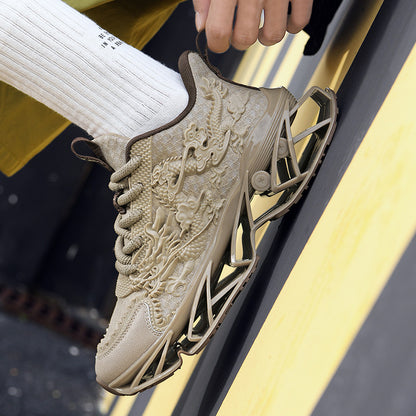 ♛𝔽𝕦𝕤𝕚𝕠𝕟 𝔽𝕠𝕔𝕦𝕤☢︎ᴄᴀꜱᴜᴀʟ ꜱɴᴇᴀᴋᴇʀ ♜ ✽𝟤𝟢𝟤𝟧✽春夏新款襪套透氣增高超彈力古風龍紋運動鞋   男女款  情侶款  CX23