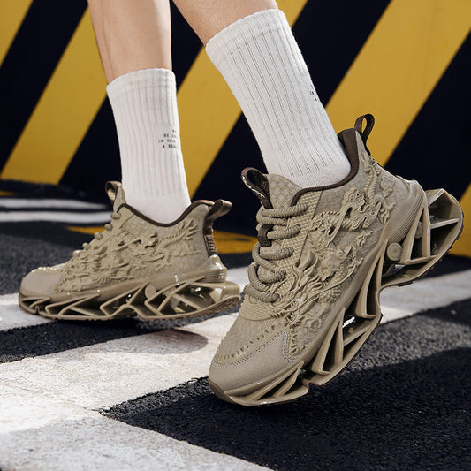 ♛𝔽𝕦𝕤𝕚𝕠𝕟 𝔽𝕠𝕔𝕦𝕤☢︎ᴄᴀꜱᴜᴀʟ ꜱɴᴇᴀᴋᴇʀ ♜ ✽𝟤𝟢𝟤𝟧✽春夏新款襪套透氣增高超彈力古風龍紋運動鞋   男女款  情侶款  CX23