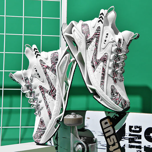 ♛𝔽𝕦𝕤𝕚𝕠𝕟 𝔽𝕠𝕔𝕦𝕤☢︎ᴄᴀꜱᴜᴀʟ ꜱɴᴇᴀᴋᴇʀ ♜ ✽𝟤𝟢𝟤𝟧✽春夏新款襪套透氣增高超彈力水墨風運動鞋   男女款  情侶款  CX37