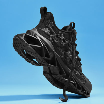 ♛𝔽𝕦𝕤𝕚𝕠𝕟 𝔽𝕠𝕔𝕦𝕤☢︎ᴄᴀꜱᴜᴀʟ ꜱɴᴇᴀᴋᴇʀ ♜ ✽𝟤𝟢𝟤𝟧✽春夏新款襪套透氣增高超彈力古風龍紋運動鞋   男女款  情侶款  CX23