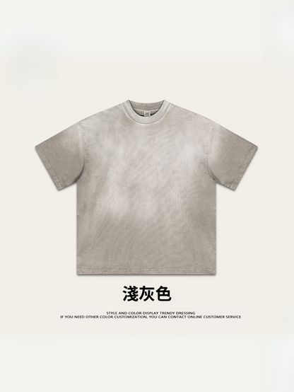 ▶𝔽𝕦𝕤𝕚𝕠𝕟 𝔽𝕠𝕔𝕦𝕤 ⌘𝓦𝓪𝓼𝓱𝓮𝓭 𝔀𝓲𝓷𝓭 ◀ 2025春夏潮牌ins新款纯棉水洗做舊短袖街頭巴家重磅半袖Ｔ恤 TZ-05