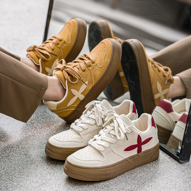 ♛𝔽𝕦𝕤𝕚𝕠𝕟 𝔽𝕠𝕔𝕦𝕤☢︎ꜱᴋᴀᴛᴇ ꜱʜᴏᴇꜱ ♜ ✽𝟤𝟢𝟤𝟧✽ 春夏新款時尚百搭橡膠底復古配色隱形增高十字板鞋 男女款 x𝟫𝟪𝟨