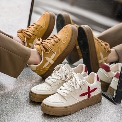 ♛𝔽𝕦𝕤𝕚𝕠𝕟 𝔽𝕠𝕔𝕦𝕤☢︎ꜱᴋᴀᴛᴇ ꜱʜᴏᴇꜱ ♜✽𝟤𝟢𝟤𝟧✽ 春夏新款時尚百搭橡膠底復古配色隱形增高十字板鞋 男女款  x𝟫𝟪𝟨