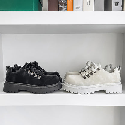 ♛𝔽𝕦𝕤𝕚𝕠𝕟 𝔽𝕠𝕔𝕦𝕤☢︎ᴄᴀꜱᴜᴀʟ ᴅʀᴇꜱꜱ ♜✽𝟤𝟢𝟤𝟧✽  春夏新款Monarch復古圓頭增高厚底皮鞋   中性男女款 ᴊᴅ𝟥𝟧