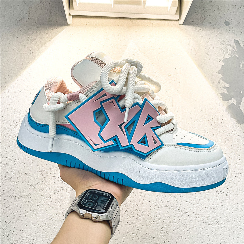 ♛𝔽𝕦𝕤𝕚𝕠𝕟 𝔽𝕠𝕔𝕦𝕤☢︎ꜱᴋᴀᴛᴇ ꜱʜᴏᴇꜱ  ♜✽𝟤𝟢𝟤𝟧✽ 春夏新款經典嘻哈大膽前衛板鞋 男女款  大🦶款 (39-45號)  C02