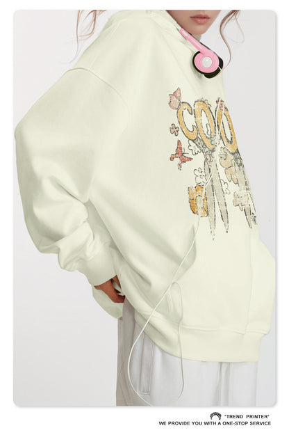 ♛𝔽𝕦𝕤𝕚𝕠𝕟 𝔽𝕠𝕔𝕦𝕤 ♛2025秋冬高磅水洗印花寬鬆落肩帽T 519