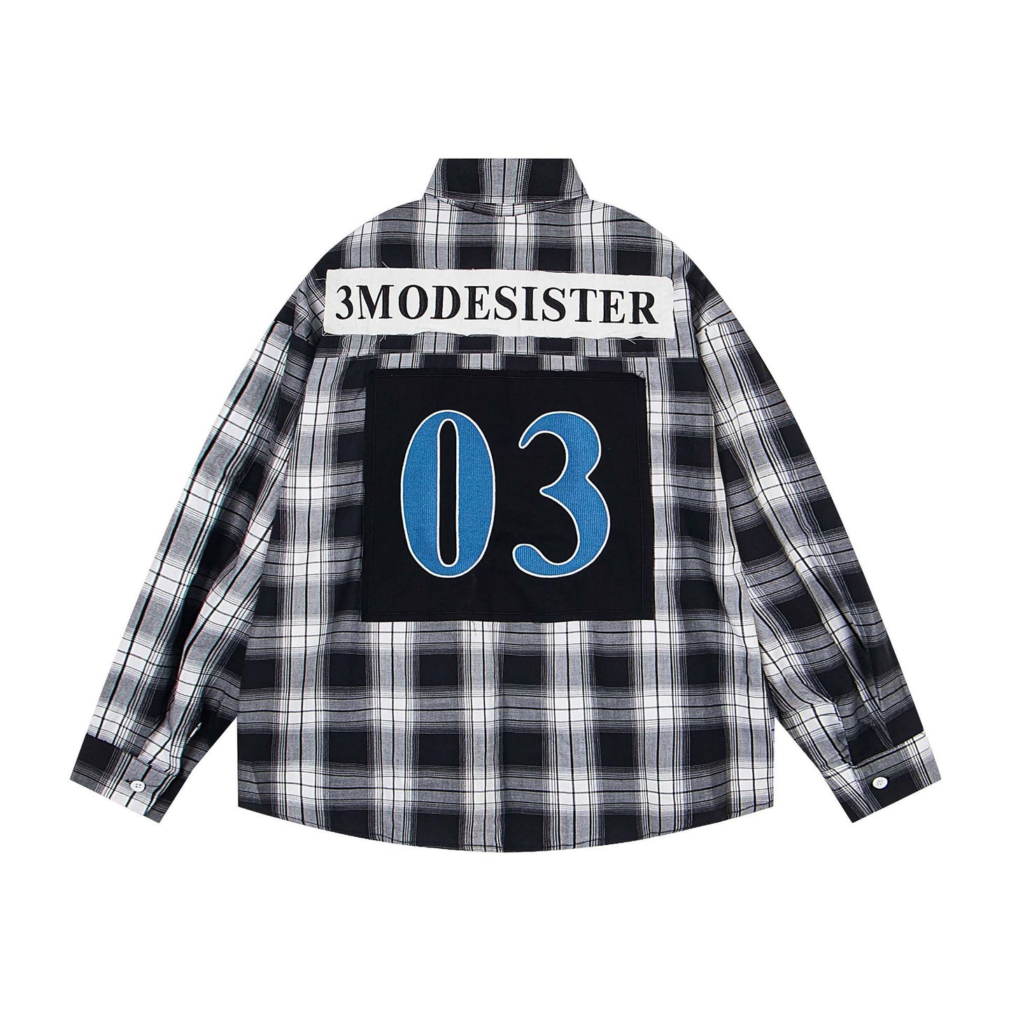 𝔼mbro 𝕊hirt𒉽2025秋冬領帶系列格子寬鬆襯衫外套MO-16