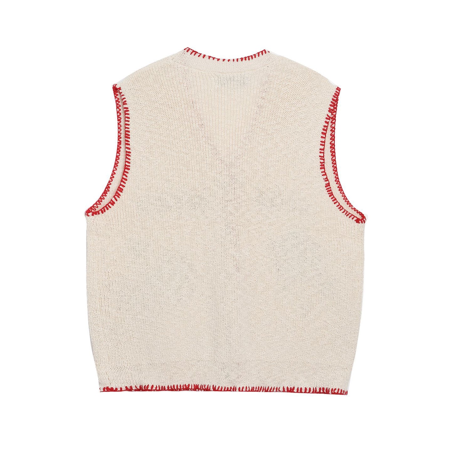 ⓀⓃⒾⓉ𒉽2025秋冬復古蘋果刺繡疊穿V領背心 IN-76