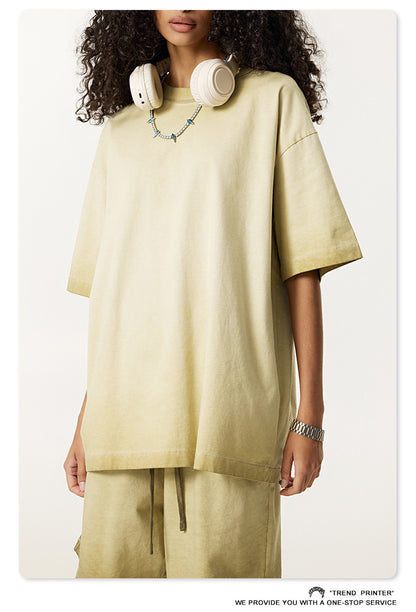 ▶𝔽𝕦𝕤𝕚𝕠𝕟 𝔽𝕠𝕔𝕦𝕤 ⌘𝓦𝓪𝓼𝓱𝓮𝓭 𝔀𝓲𝓷𝓭 ◀  2025夏季歐美高街oversize寬鬆大碼半袖Ｔ恤雙紗平纹圓領短袖  TZ-02