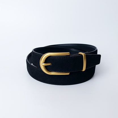 𝗕𝗘𝗟𝗧女款磨砂反絨合金扣牛皮簡約腰帶款 03