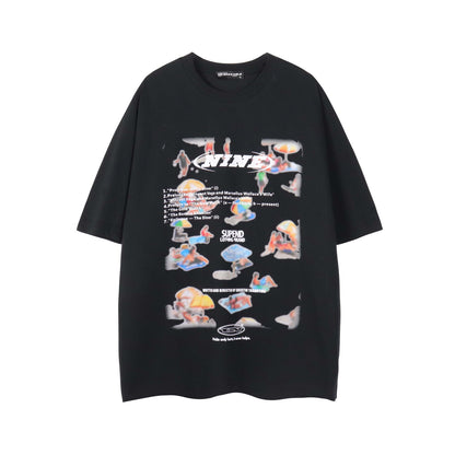 𝕃oose 𝔽it ☞𝟤𝟢𝟤𝟧 ☜美式復古字母印花圓領T-Shirt寬版上衣 SC-5