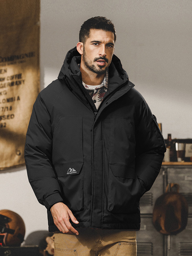 snɔoɟ uoı̣snɟ - 美式連帽羽绒服冬季防風禦寒保暖滑雪登山服潮牌寬鬆工裝外套 FG-366