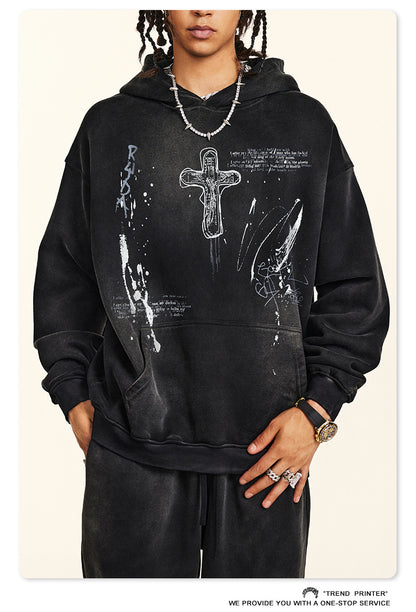 ♛𝔽𝕦𝕤𝕚𝕠𝕟 𝔽𝕠𝕔𝕦𝕤 ♛2025秋冬高磅復古水洗印花大學T B-30