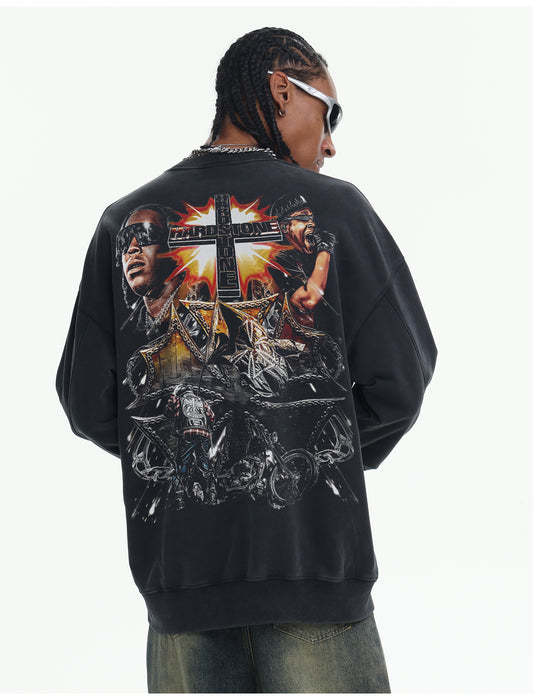 ♛𝔽𝕦𝕤𝕚𝕠𝕟 𝔽𝕠𝕔𝕦𝕤 ♛410G重磅水洗美式復古圓領厚T  GH-55