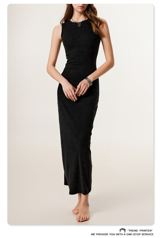 Fierce & Fitted 夏季辣妹必備無袖連身包臀長裙N-2 復古黑