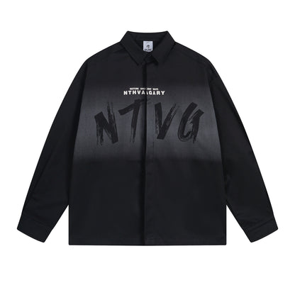 𝔼mbro 𝕊hirt𒉽秋冬長袖復古印花寬鬆襯衫NT-93