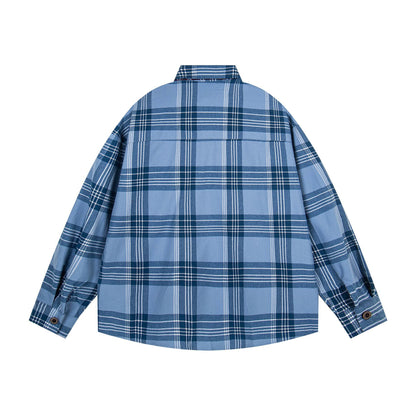 𝔼mbro 𝕊hirt𒉽2025秋冬領帶系列格子寬鬆襯衫外套MO-17