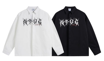 𝔼mbro 𝕊hirt𒉽秋冬長袖復古印花寬鬆襯衫 N-85