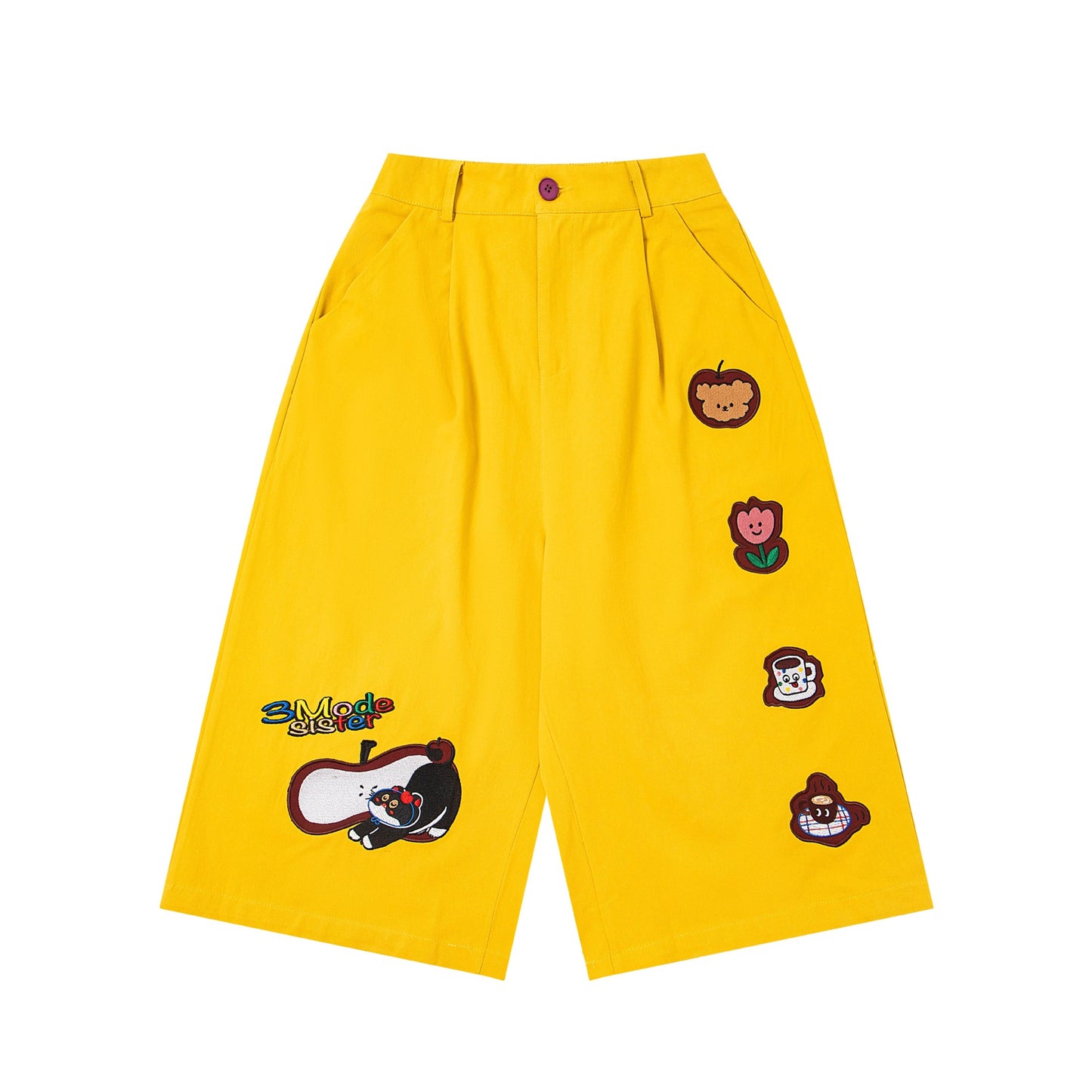 𖥟𝕽𝖊𝖑𝖆𝖝𝖊𝖉 𝖋𝖎𝖙  ☞美式復古卡通刺繡七分褲M-21