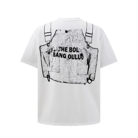 𝕃oose 𝔽it ☞𝟤𝟢𝟤𝟧 ☜美式復古設計感手繪馬甲圓領男女中性 T-Shirt寬版上衣 BA-24