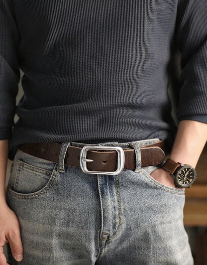 𝗕𝗘𝗟𝗧 熱銷男款不銹鋼扣簡約真皮休閒腰帶 99