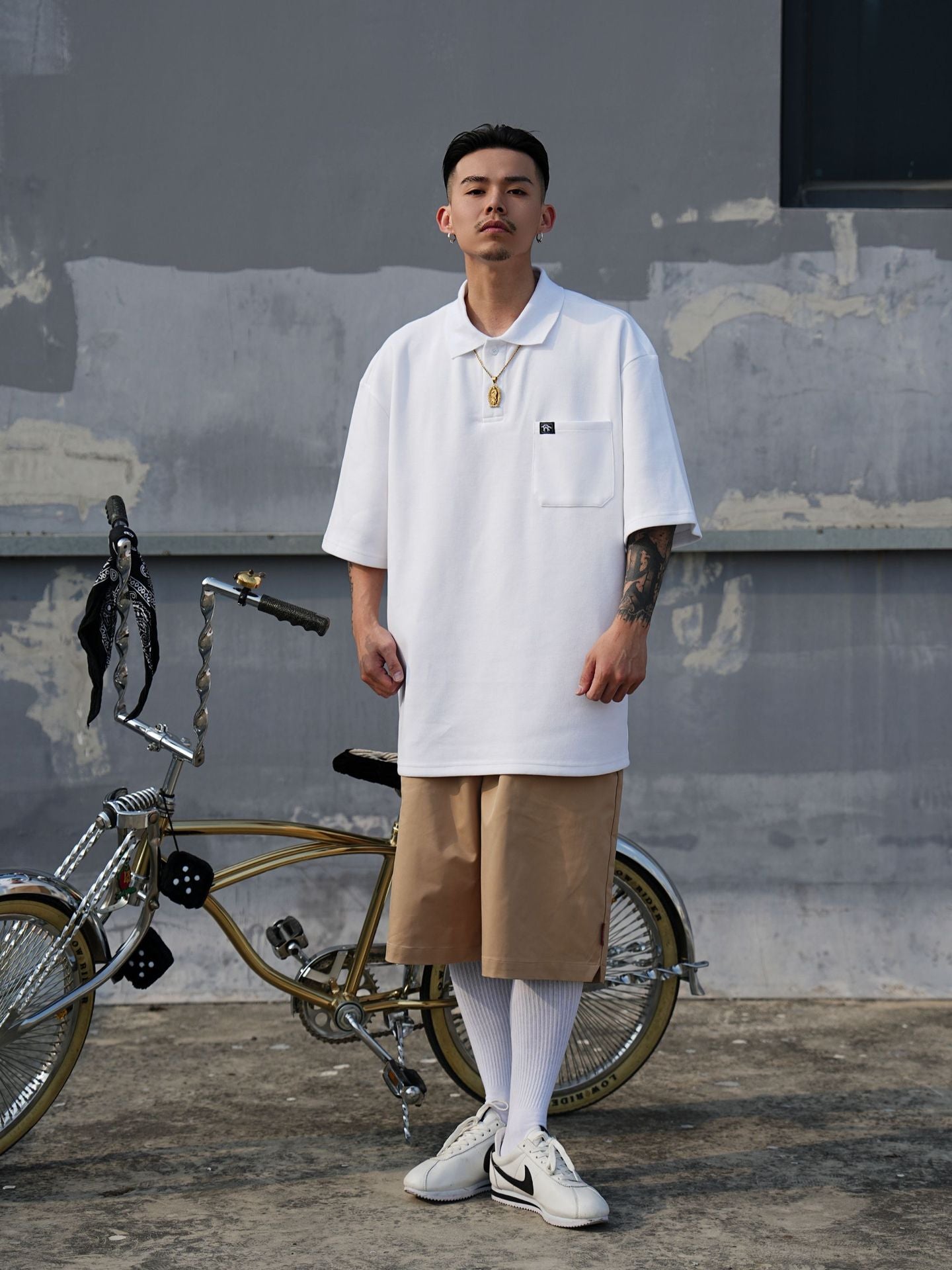 𝔽𝕦𝕤𝕚𝕠𝕟 𝔽𝕠𝕔𝕦𝕤 -ᴄʜɪᴄᴀɴᴏ♠︎悍匪♠︎  POLO六分袖大碼寬鬆HIPHOP街舞嘻哈說唱街頭潮oversize短袖