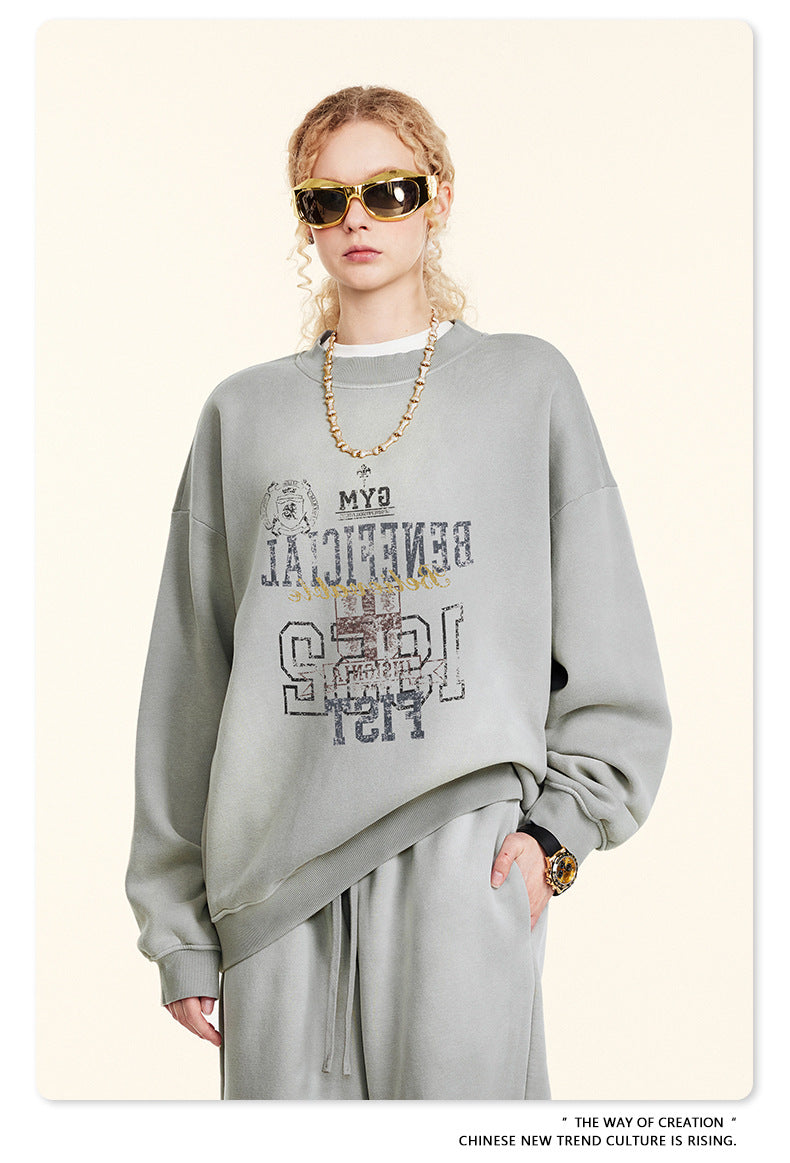 ♛𝔽𝕦𝕤𝕚𝕠𝕟 𝔽𝕠𝕔𝕦𝕤 ♛2025秋冬高磅復古水洗印花帽T B-50