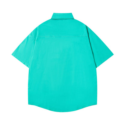 𝔼mbro 𝕊hirt𒉽美式復古貓咪刺繡寬鬆襯衫 3M-79