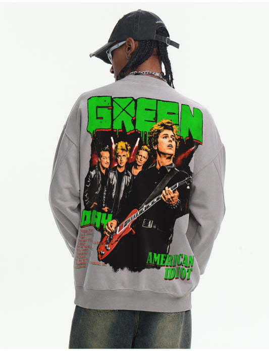 ♛𝔽𝕦𝕤𝕚𝕠𝕟 𝔽𝕠𝕔𝕦𝕤 ♛410G重磅水洗美式復古樂隊圓領厚T  GH-31